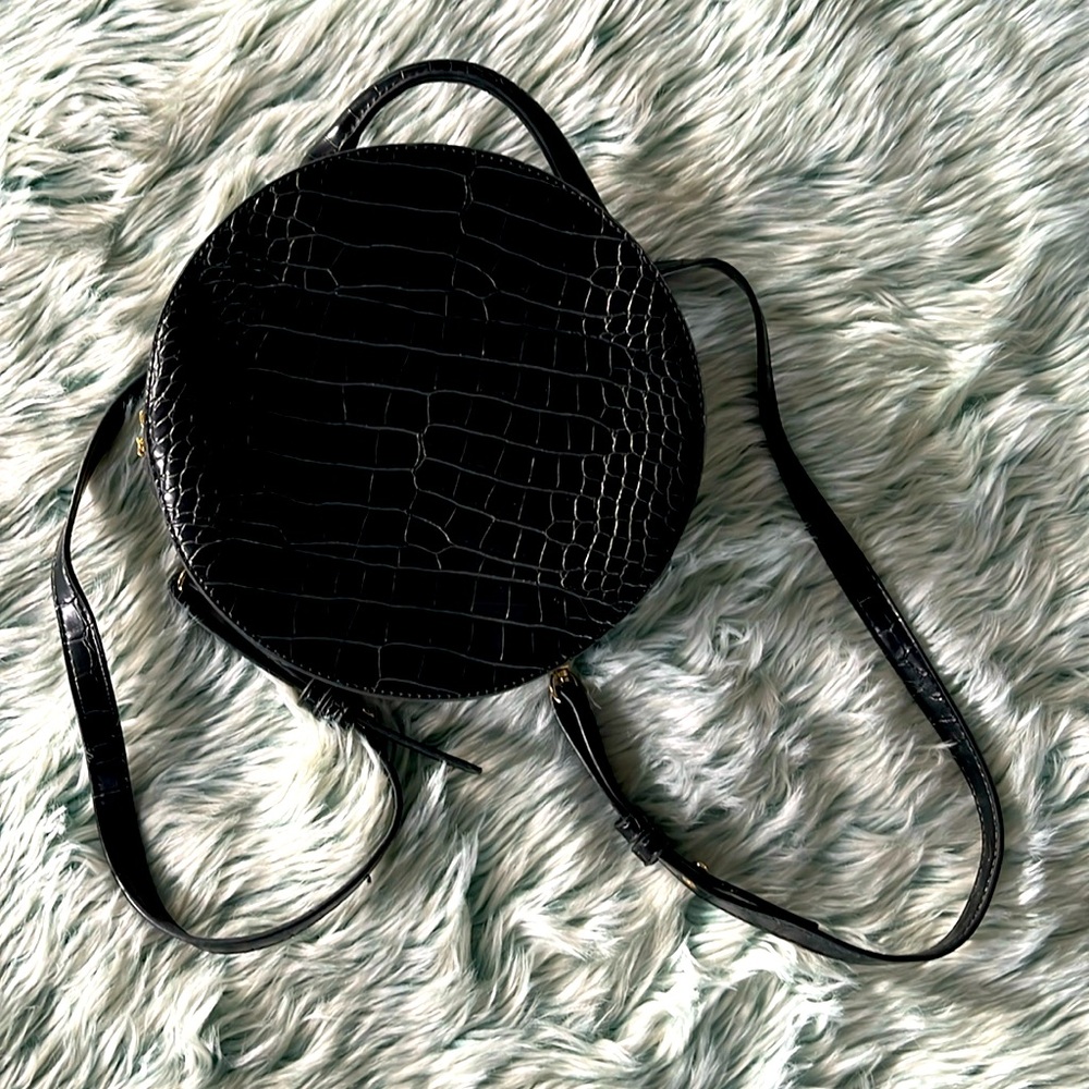 Black, Vegan Alligator Skin Purse: 3 Way Backpack, Shoulder Strap or Handbag
